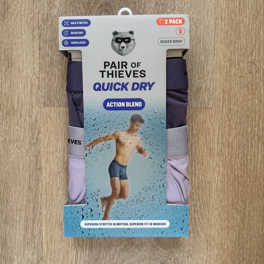 Pair of Thieves Men's Quick‎ Dry Action Blend Boxer Briefs Size Small Lavender